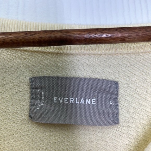 EVERLANE - Light Yellow Lightweight Long Sleeve Crewneck Sweatshirt Size Large - Picture 6 of 8